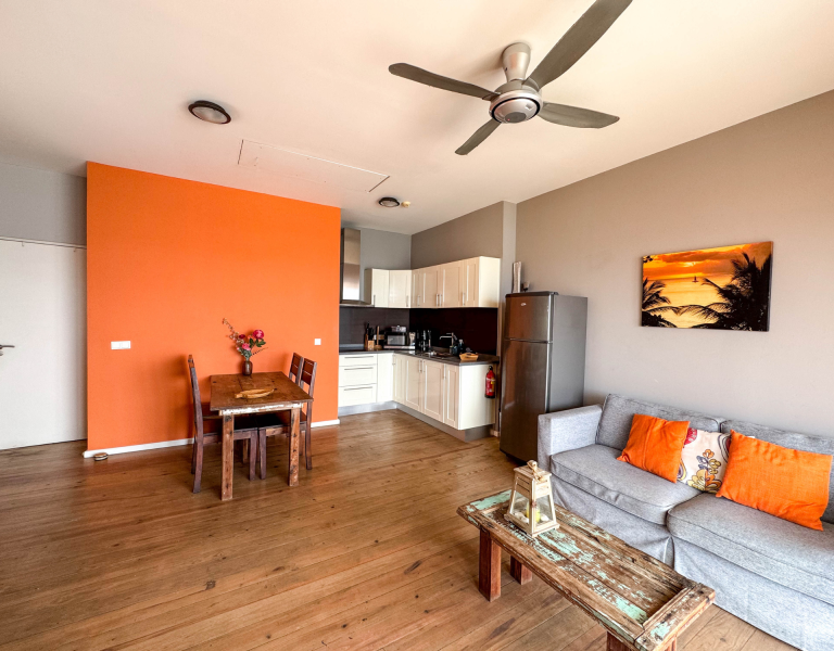 Living room with Wi-Fi in Soleil apartment, Pietermaai, Curaçao